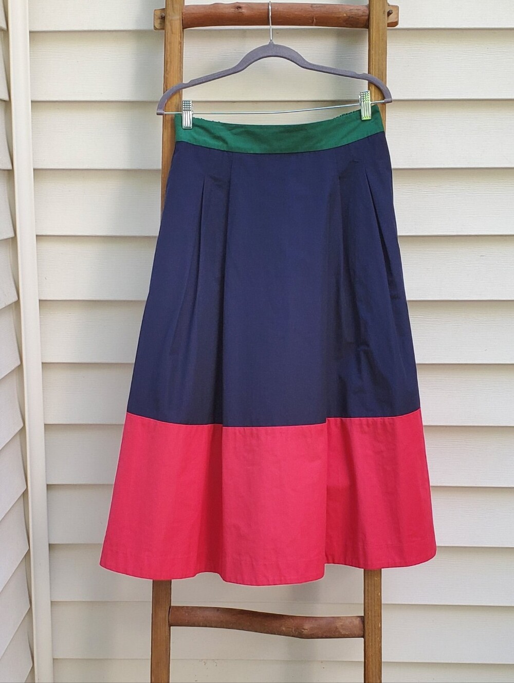 Boden Isabella Taffeta Colorblock Flare Midi Skirt Size 8R - Picture 3 of 7